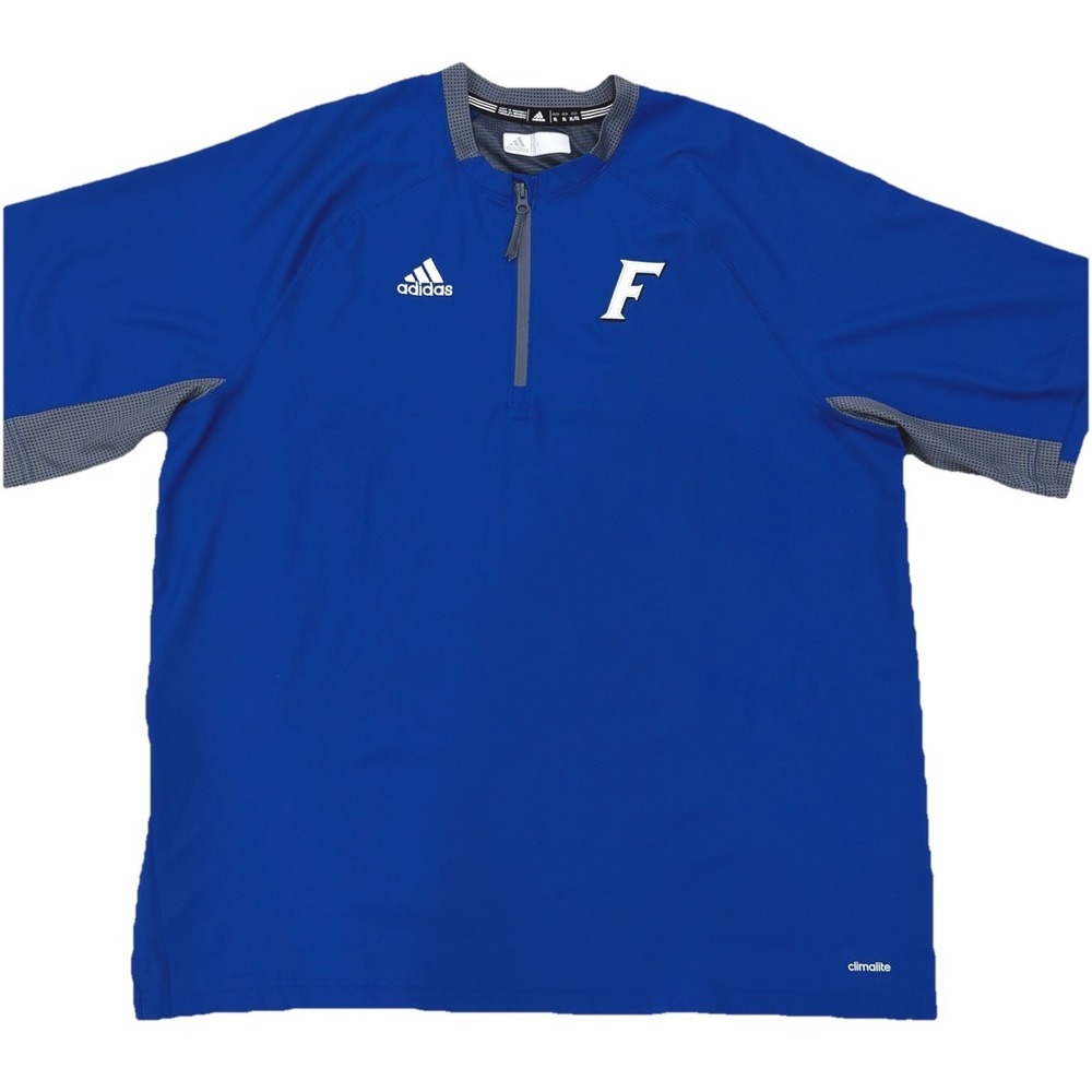 Adidas Climalite 1/4 Zip Pullover Men's XL Blue Short Sleeve Golf Shirt F Logo